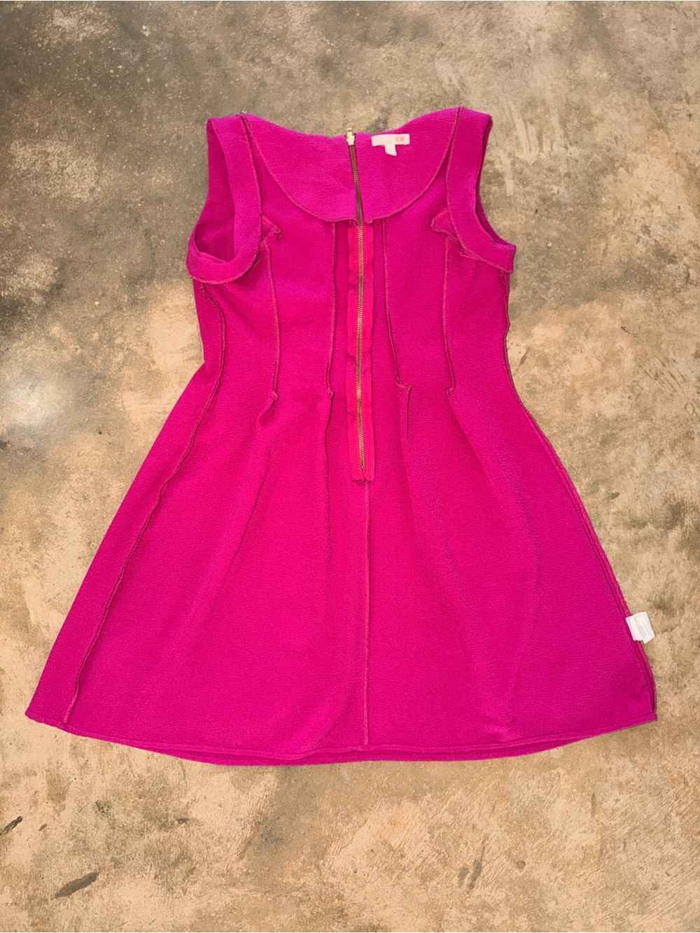 Gianni Bini Fuchsia Textured Fit & Flare Dress Sleeveless Zip Back Size Large - Picture 9 of 11